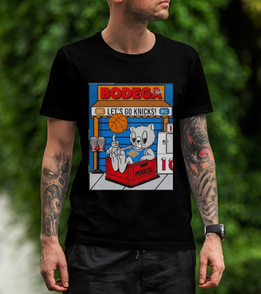 Bodega Kats NYC Let's Go Knicks No 32 Peralta Cat T-Shirt