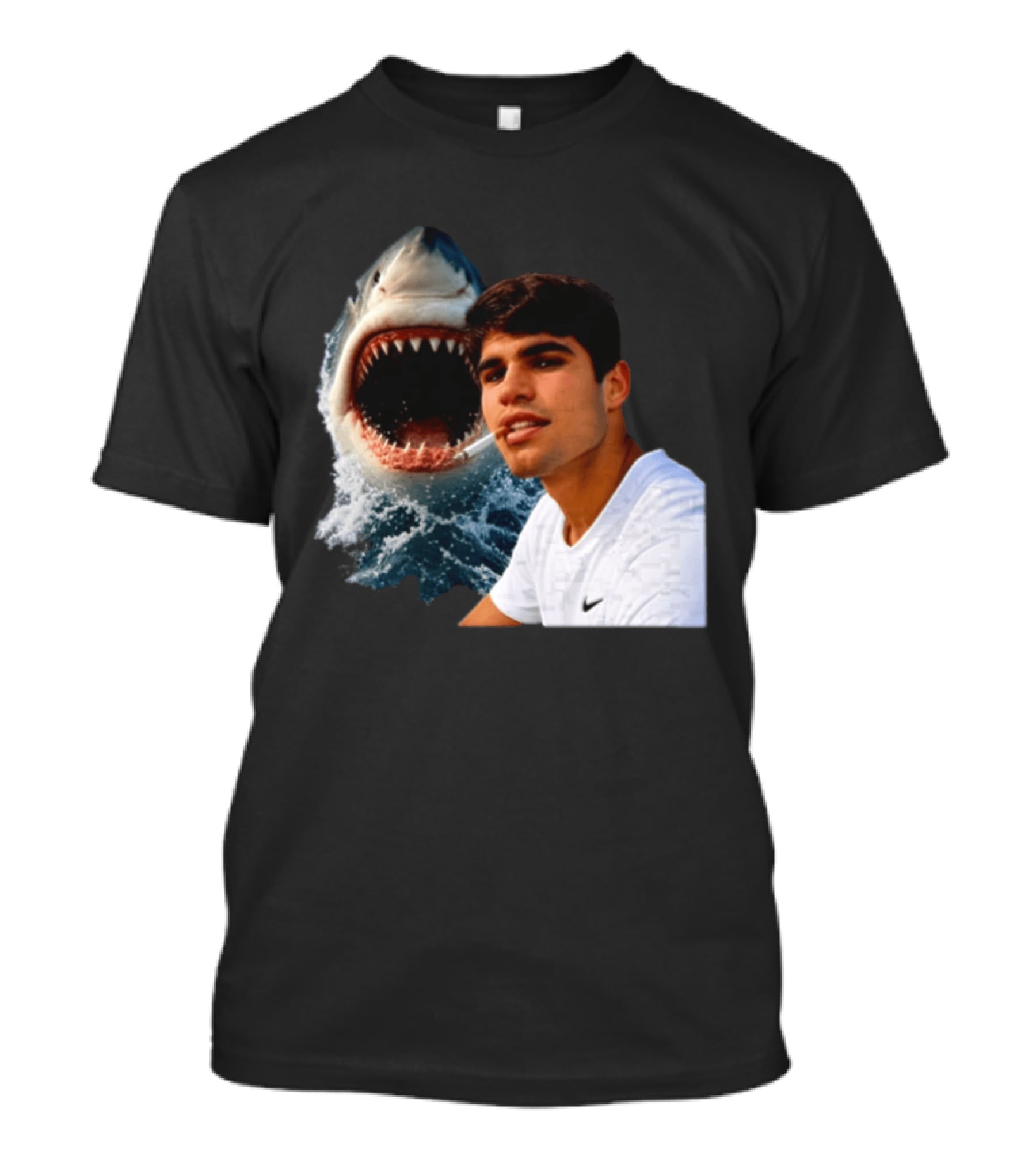 Carlos Alcaraz Smoking Shark Meme T-Shirt