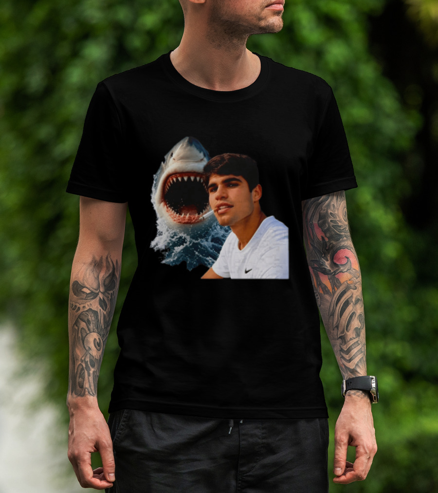 Carlos Alcaraz Smoking Shark Meme T-Shirt