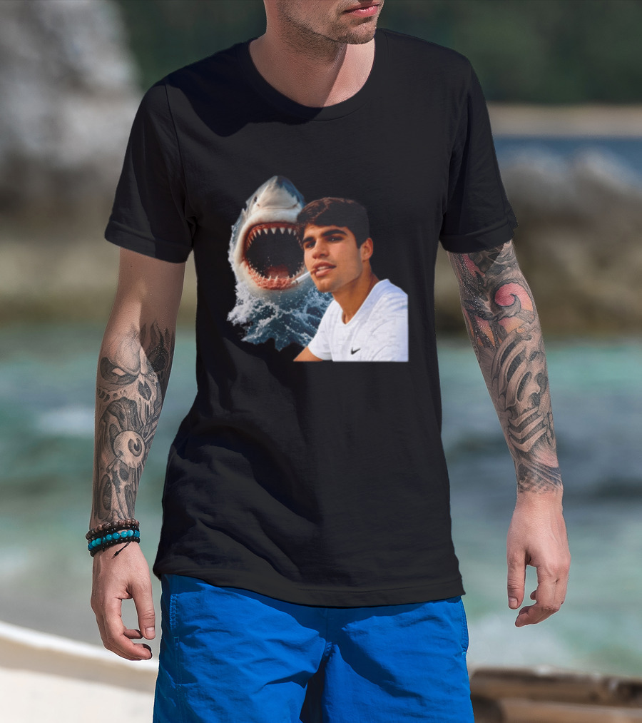 Carlos Alcaraz Smoking Shark Meme T-Shirt