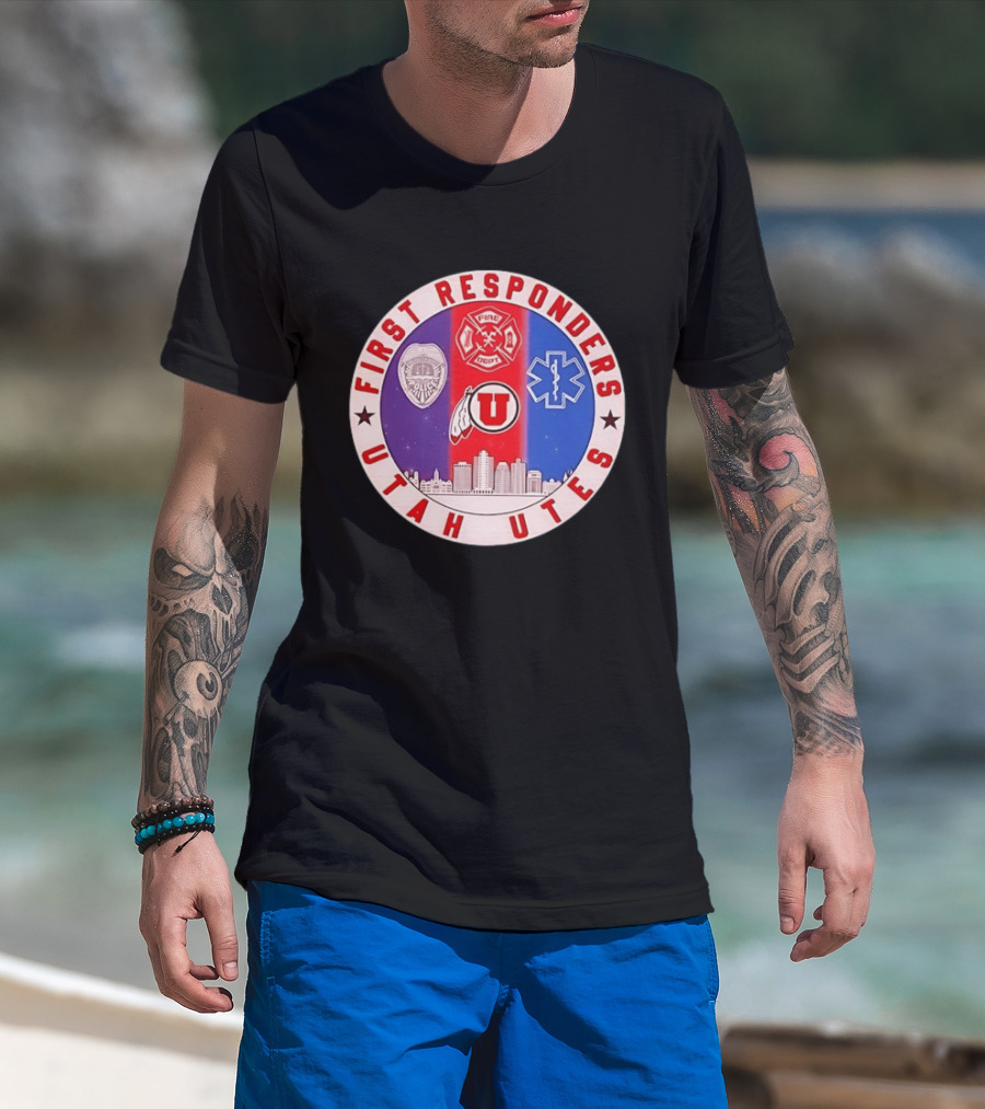 Utah Utes First Responders Police Fire EMT Skyline T-Shirt