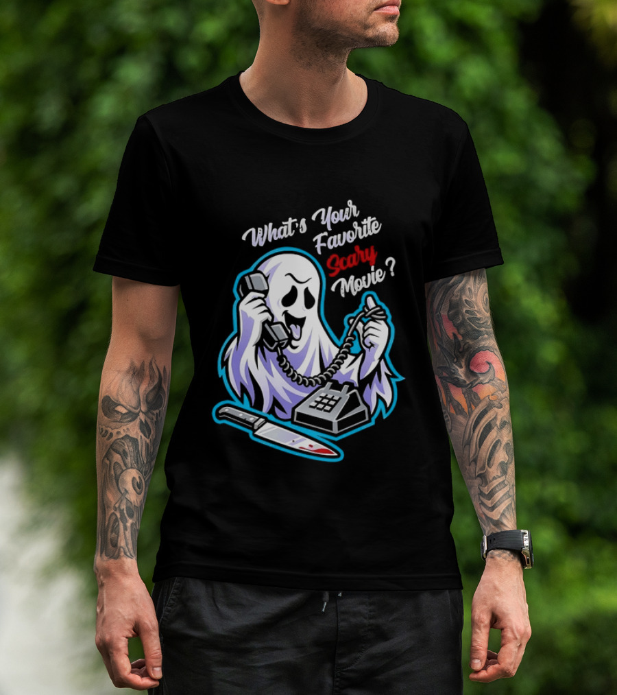 What's Your Favorite Scary Movie Ghost Scream Knife Phone T-Shirt