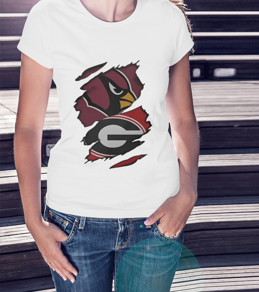 Arizona Cardinals Georgia Bulldogs Ripped Effect T-Shirt