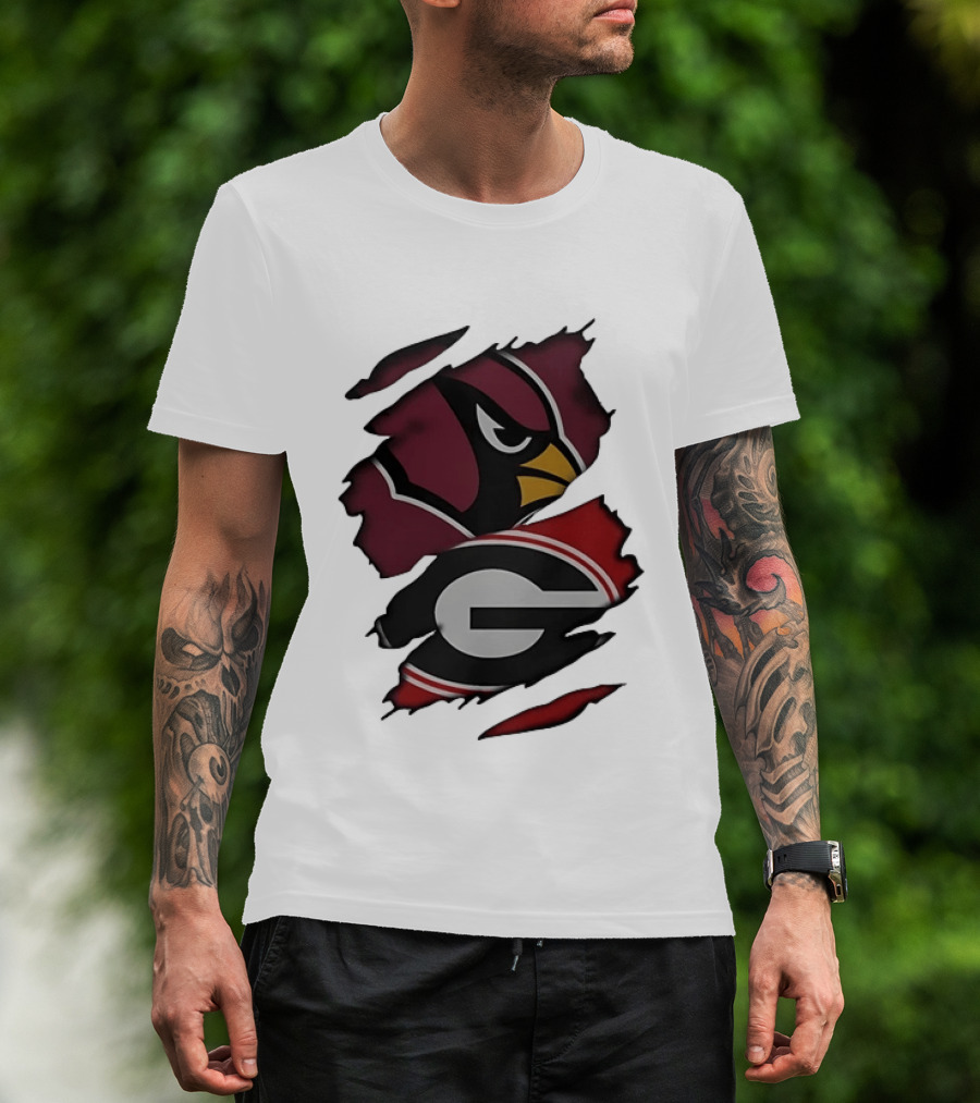 Arizona Cardinals Georgia Bulldogs Ripped Effect T-Shirt
