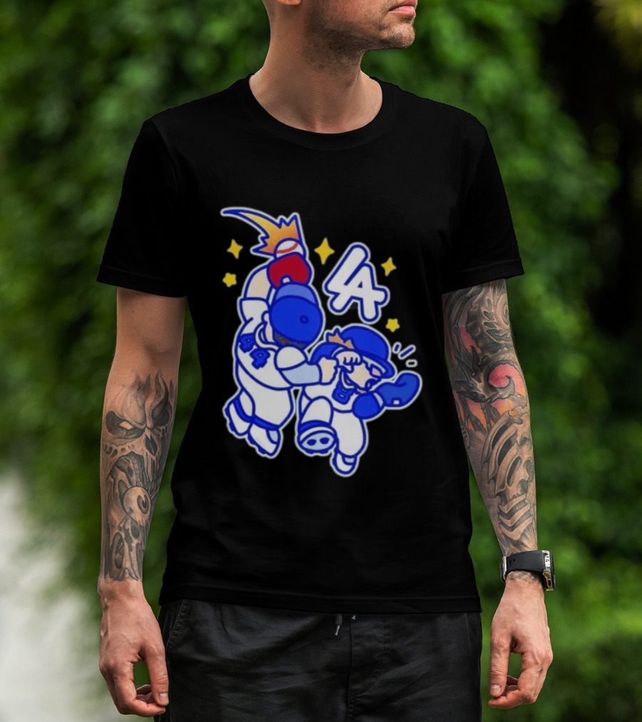 Shohei Ohtani Mookie Betts Cartoon LA Dodgers Baseball Clash T-Shirt