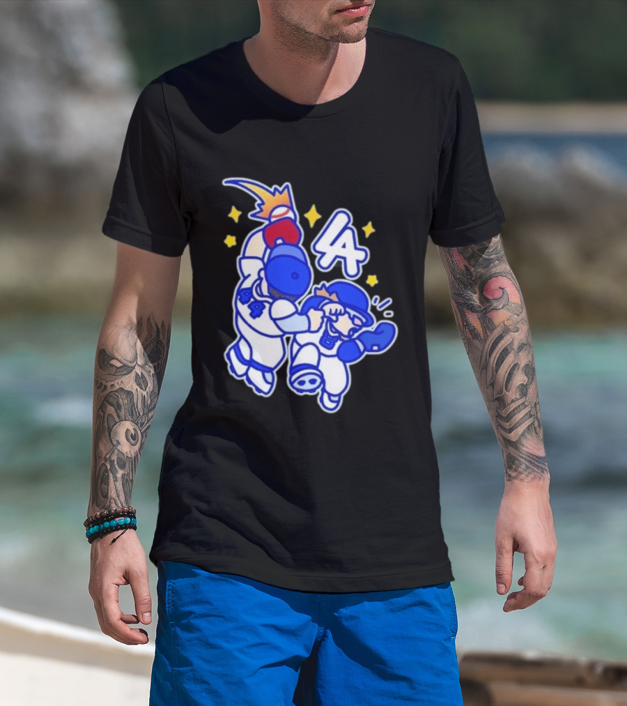 Shohei Ohtani Mookie Betts Cartoon LA Dodgers Baseball Clash T-Shirt
