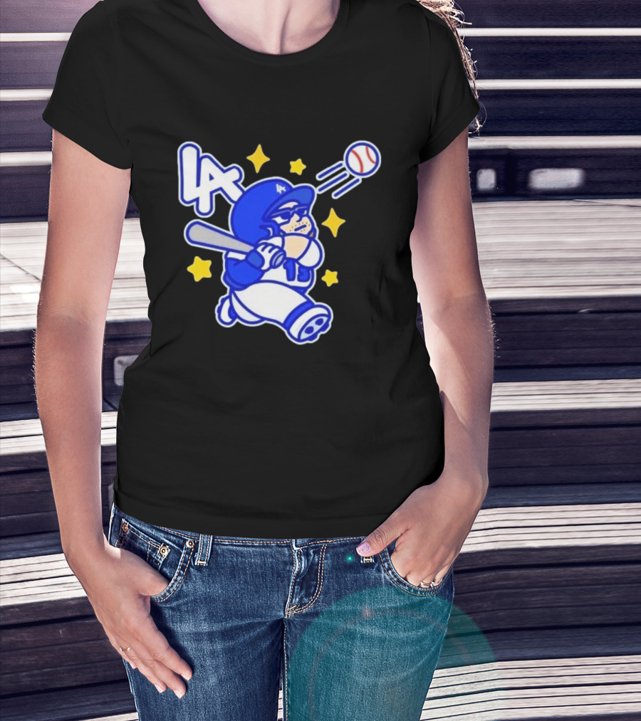 LA Dodgers No 15 Cartoon Player Baseball T-Shirt