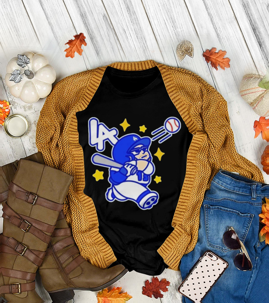 LA Dodgers No 15 Cartoon Player Baseball T-Shirt