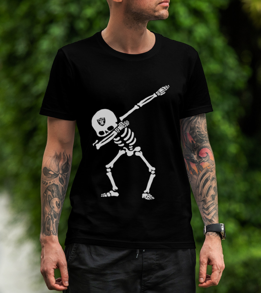 Las Vegas Raiders Dabbing Skeleton Football Fan Gear T-Shirt