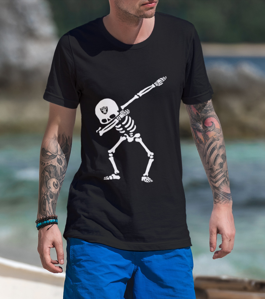 Las Vegas Raiders Dabbing Skeleton Football Fan Gear T-Shirt