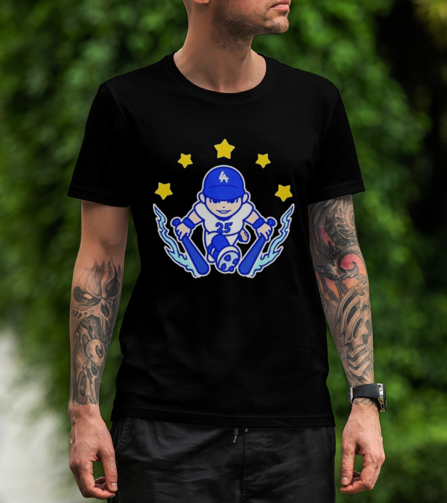 Shohei Ohtani LA Dodgers No 25 Chunkytani Tommy Two Hands Star Player T-Shirt