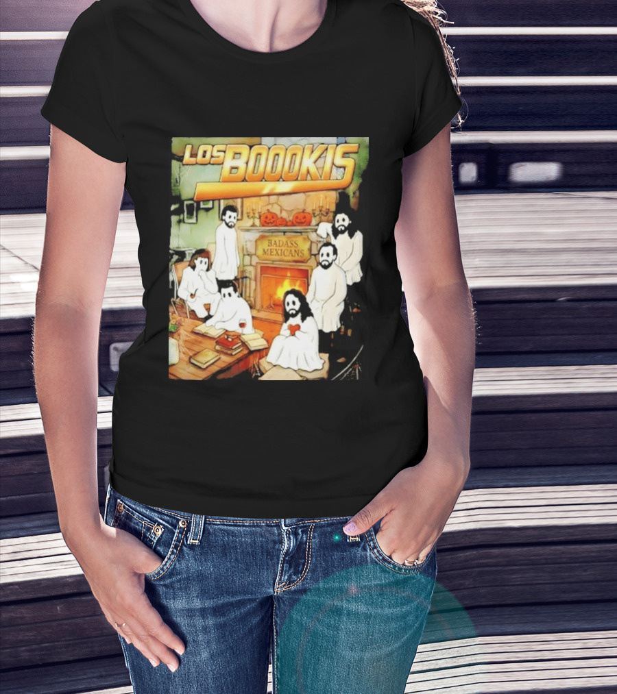 Los Boookis Badass Mexicans Marco Antonio Solis Halloween Fireplace Scene T-Shirt