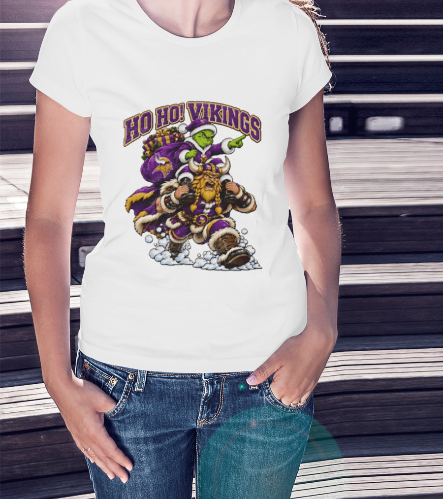 Ho Ho Vikings Grinch Christmas Minnesota Football T-Shirt