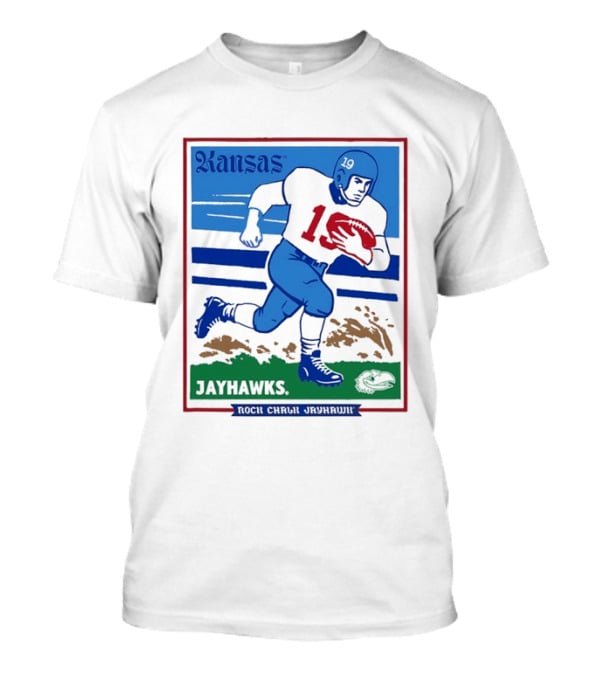 Kansas Jayhawks Rock Chalk Jayhawk Football Player 1950s T-Shirt