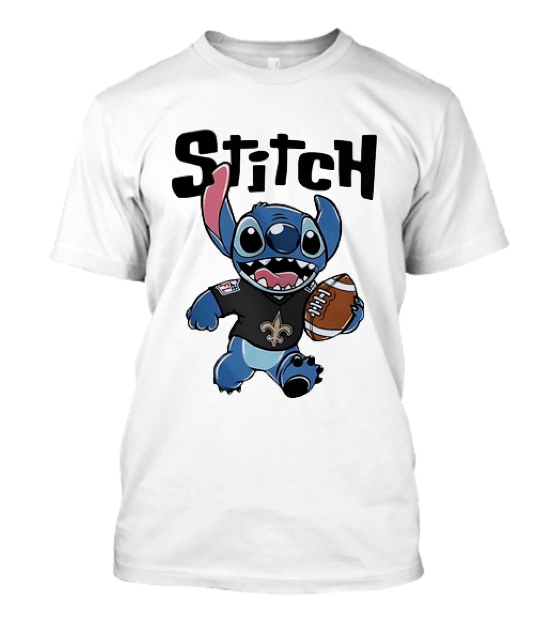 Stitch Carrying Football New Orleans Saints Disney T-Shirt