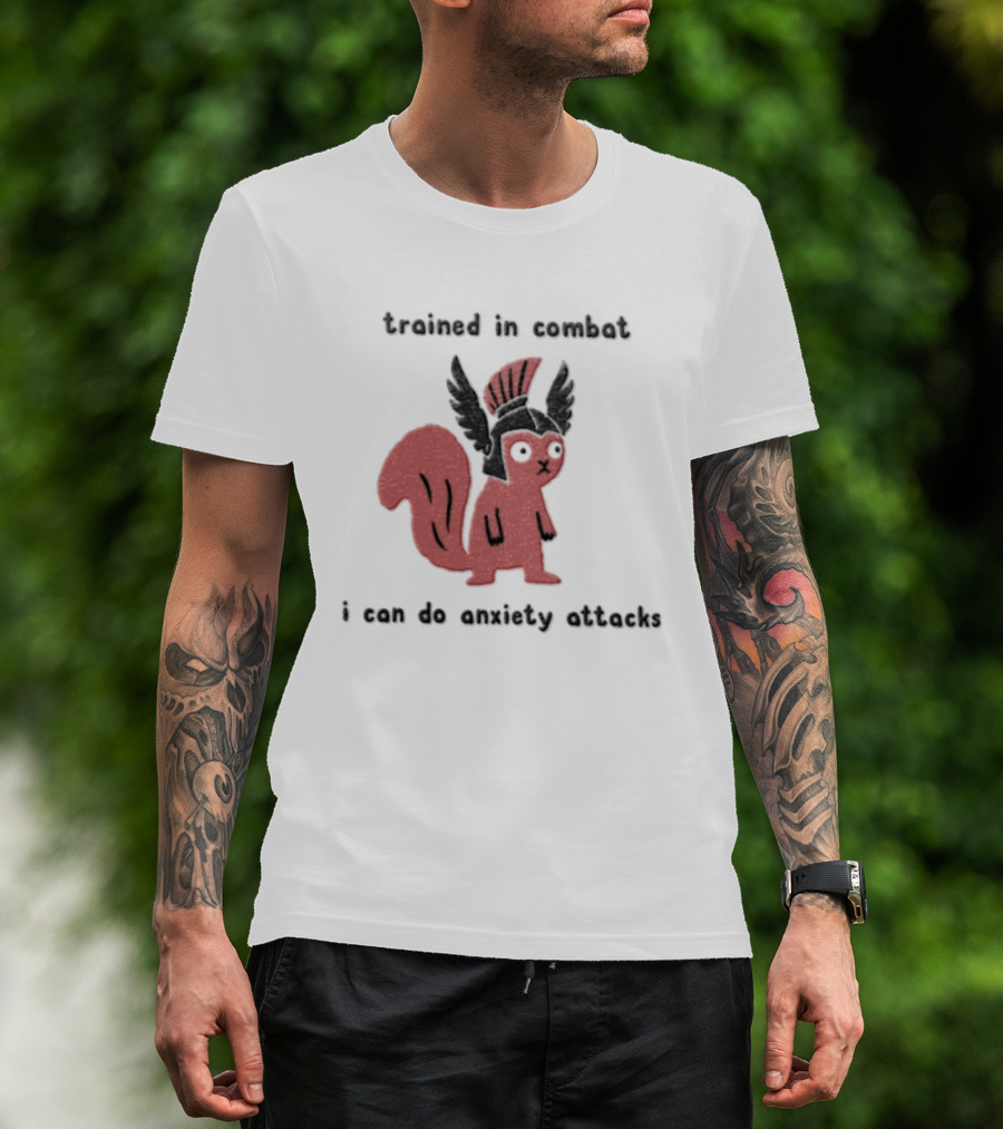 Trained In Combat Pink Squirrel Spartan Helmet Anxiety Attacks T-Shirt