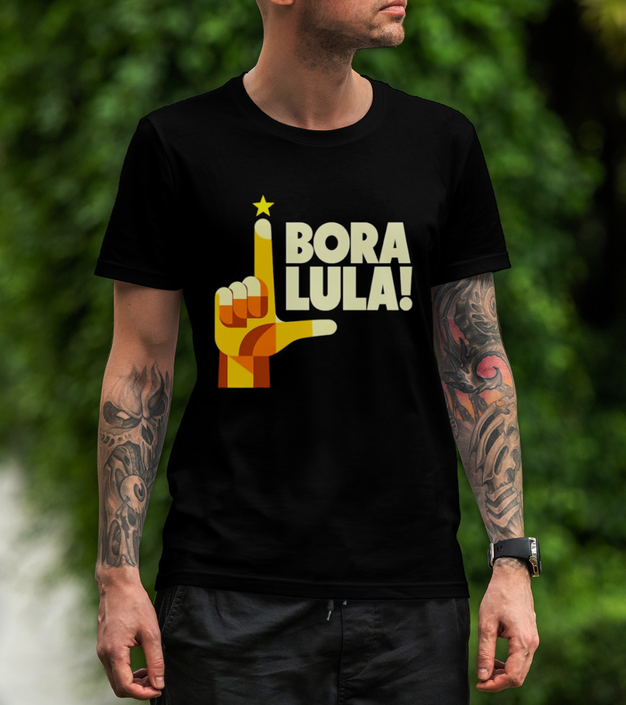 Bora Lula Political Campaign Brazil President Star Hand Gesture T-Shirt