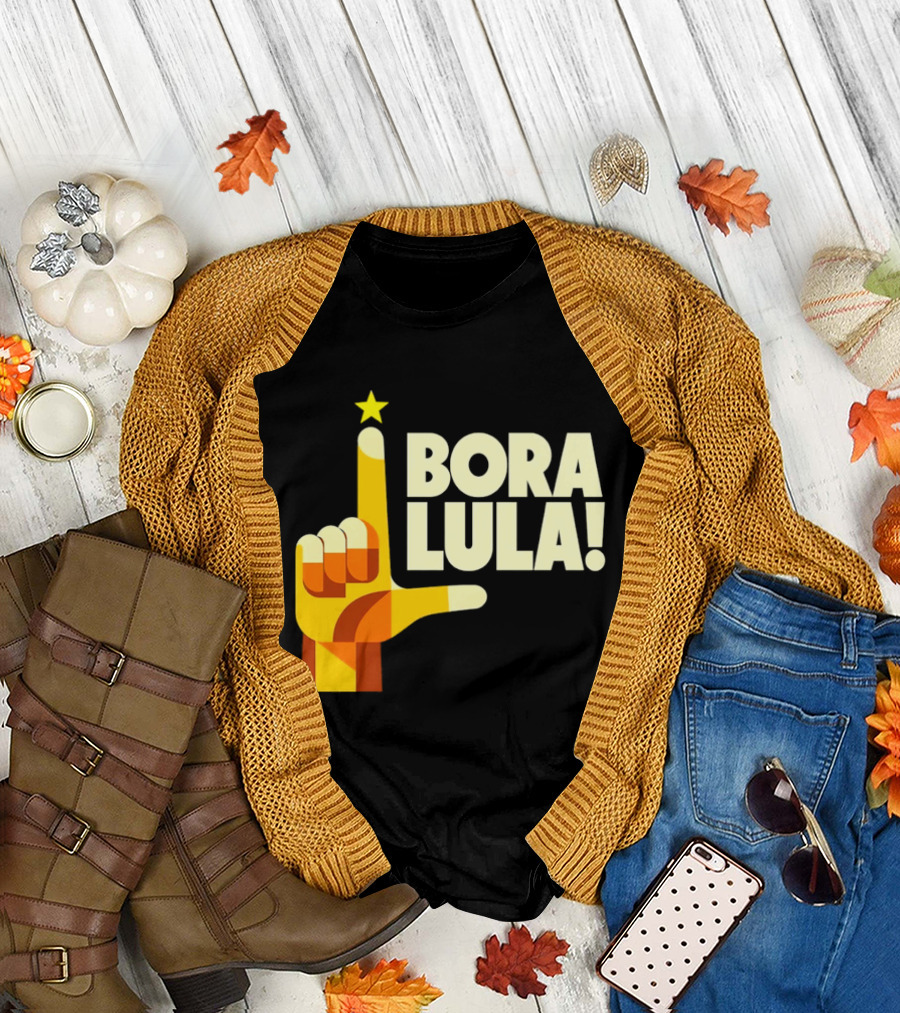 Bora Lula Political Campaign Brazil President Star Hand Gesture T-Shirt