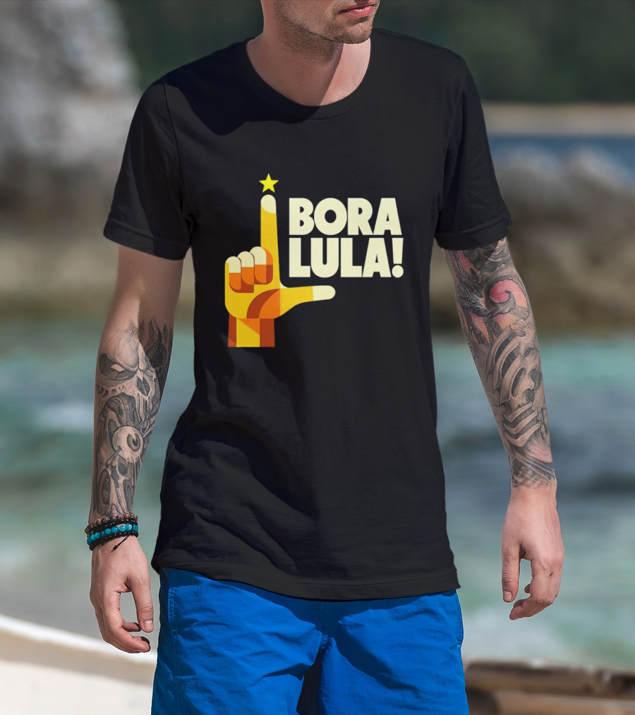 Bora Lula Political Campaign Brazil President Star Hand Gesture T-Shirt