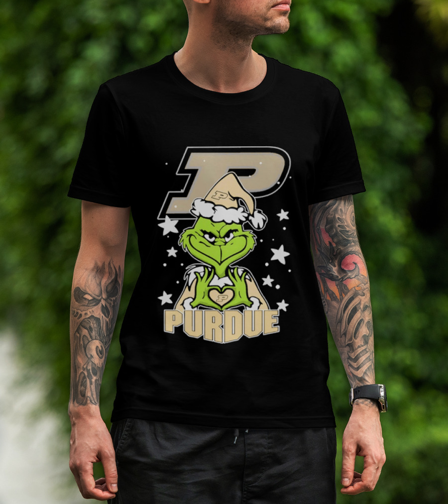 Purdue Boilermakers Christmas Grinch Heart T-Shirt