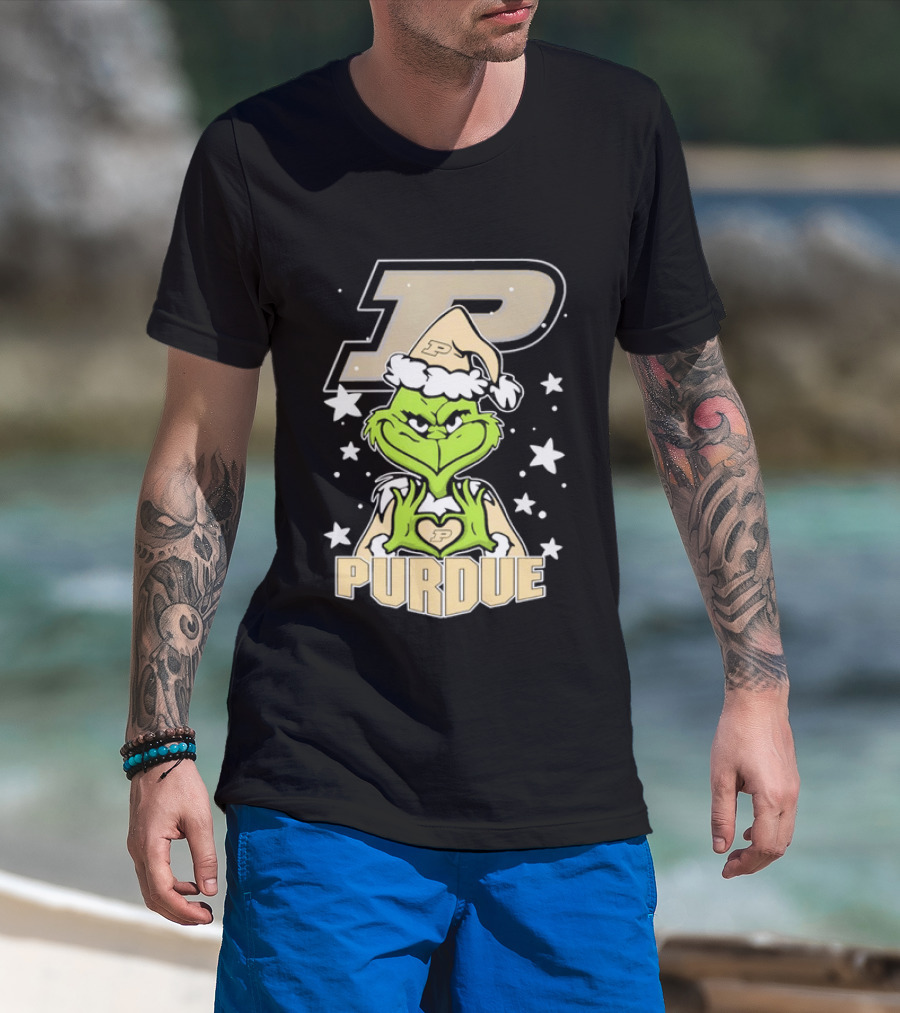 Purdue Boilermakers Christmas Grinch Heart T-Shirt