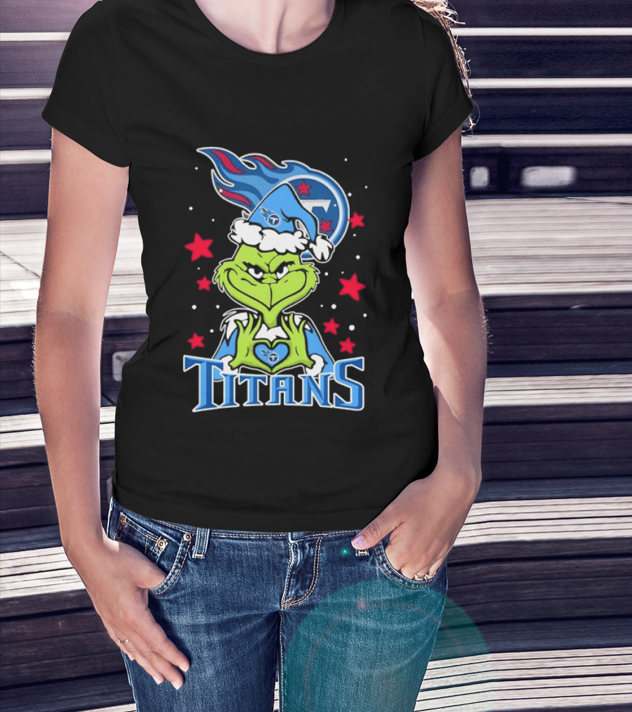 Grinch Tennessee Titans Christmas Licensed NFL Team Holiday T-Shirt