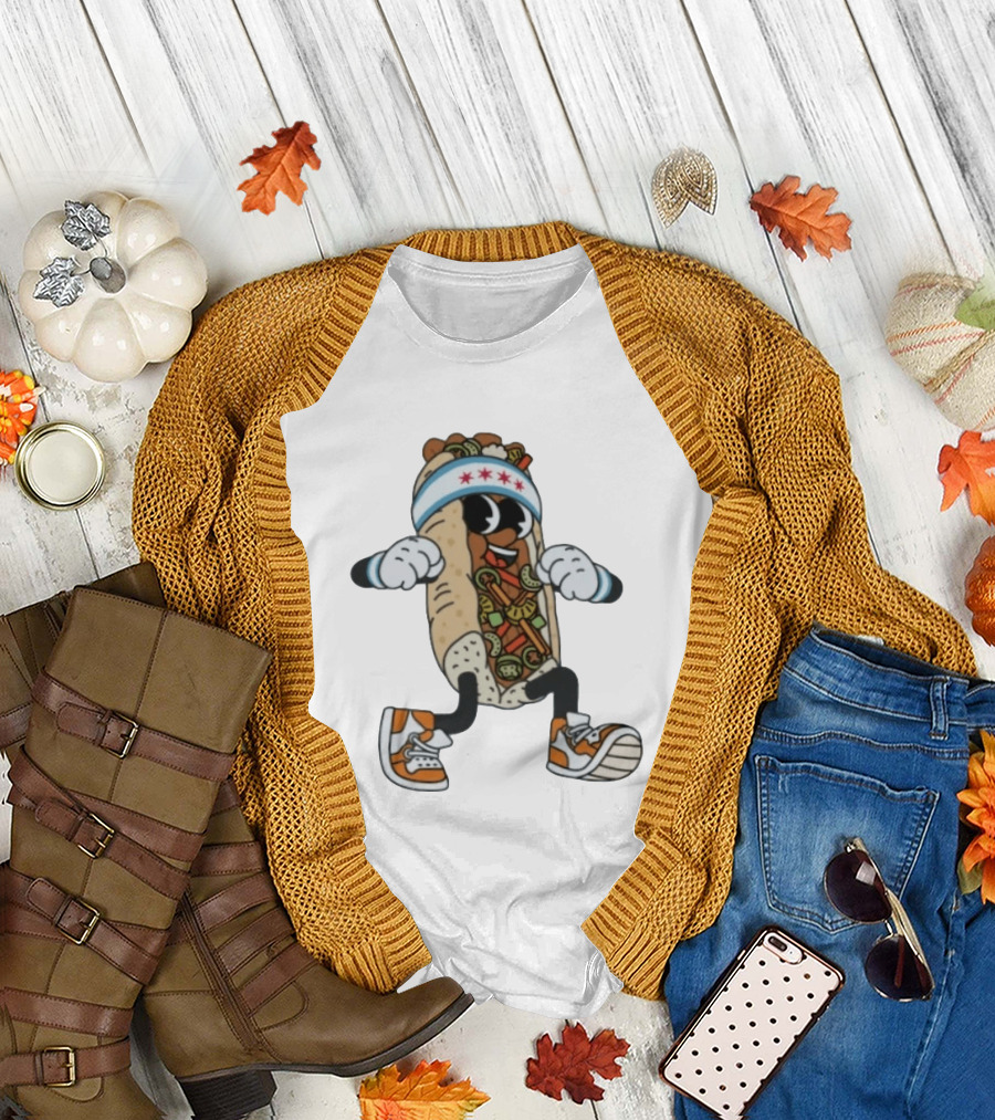 Chicago Juicy Jus Hot Dog Character Sneakers Headband Stars T-Shirt