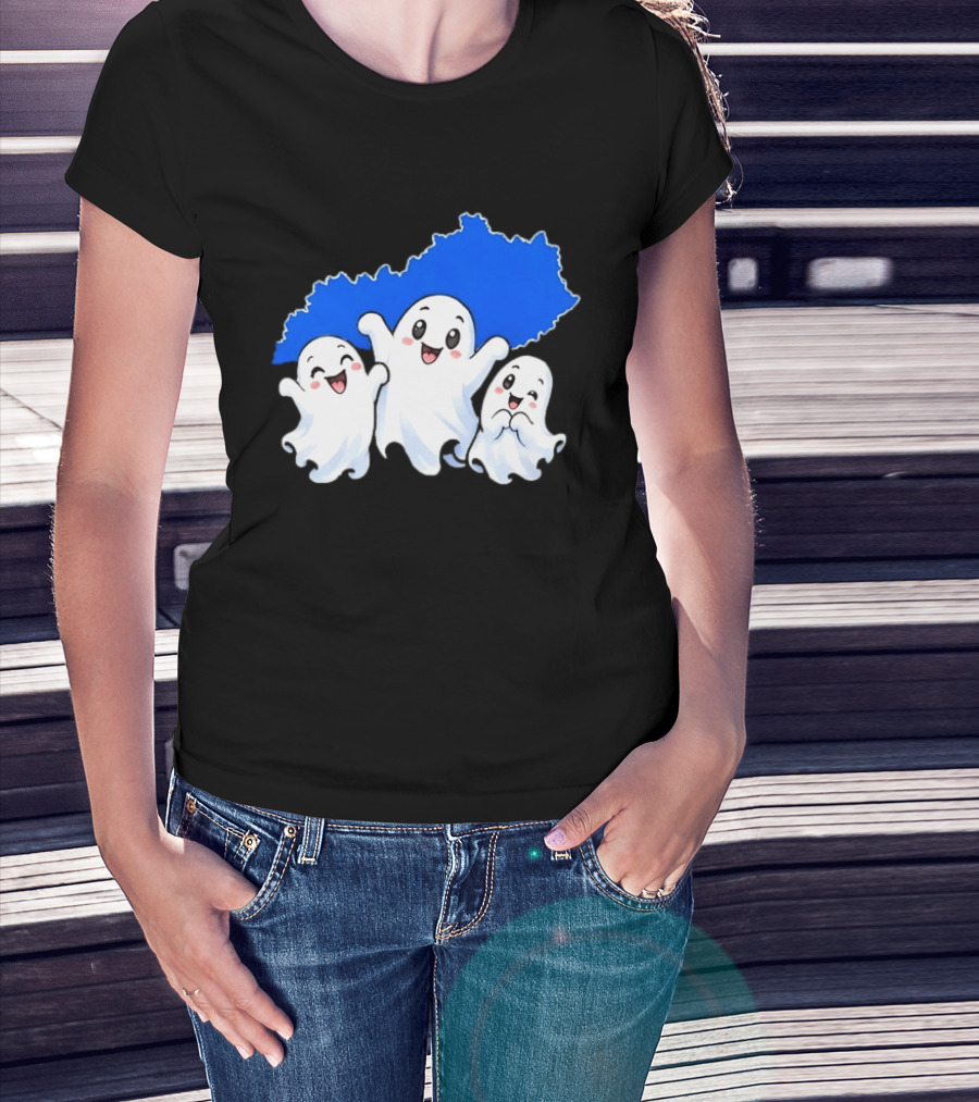 Ghosts And Kentucky State Map Halloween Fun T-Shirt