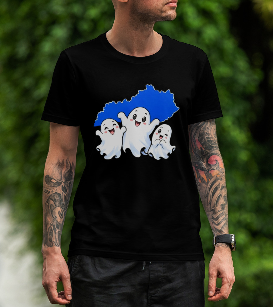 Ghosts And Kentucky State Map Halloween Fun T-Shirt