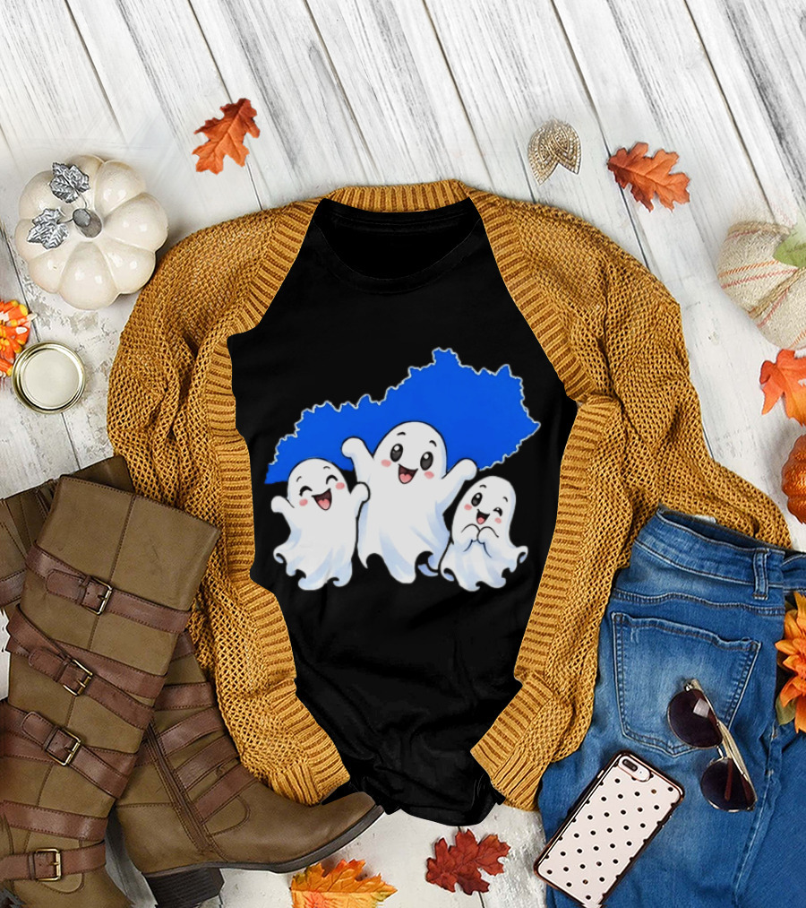 Ghosts And Kentucky State Map Halloween Fun T-Shirt