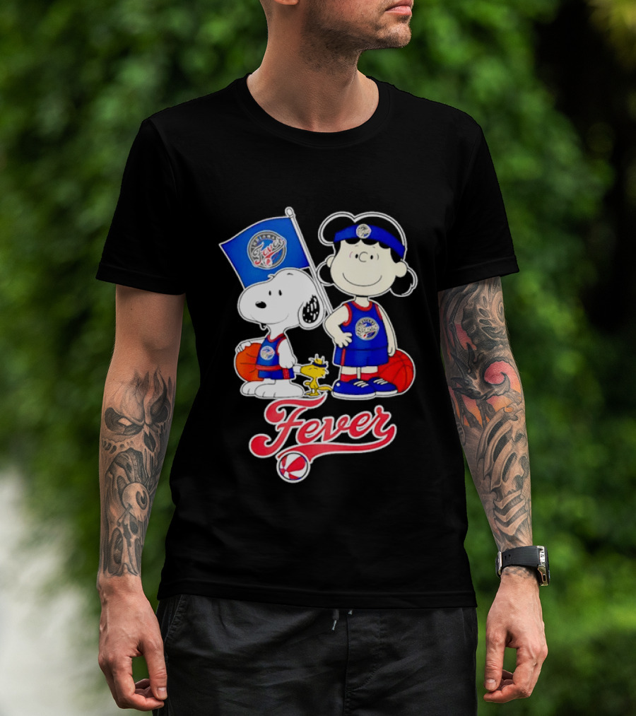 Peanuts Snoopy And Lucy Indiana Fever Basketball Team Fan Characters T-Shirt