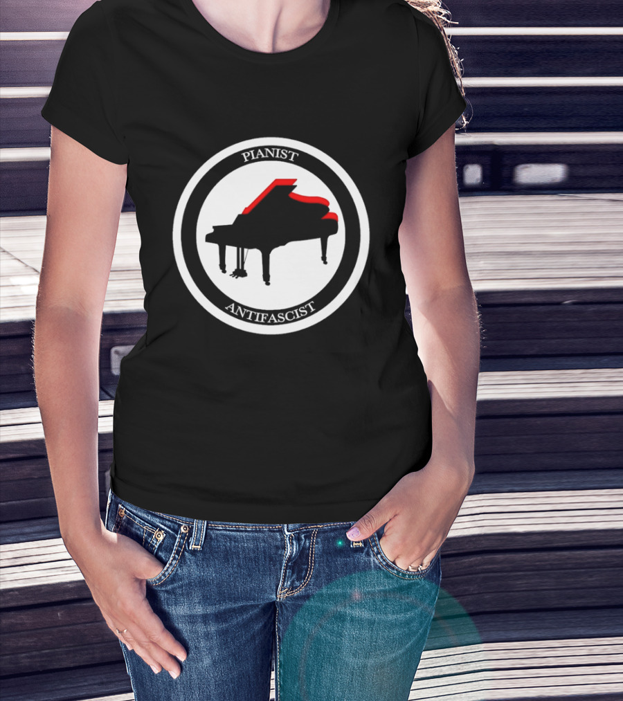 Pianist Antifascist Grand Piano Music T-Shirt