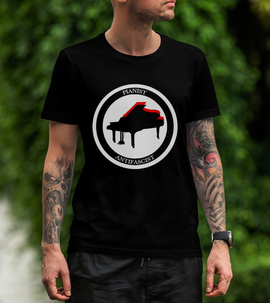 Pianist Antifascist Grand Piano Music T-Shirt
