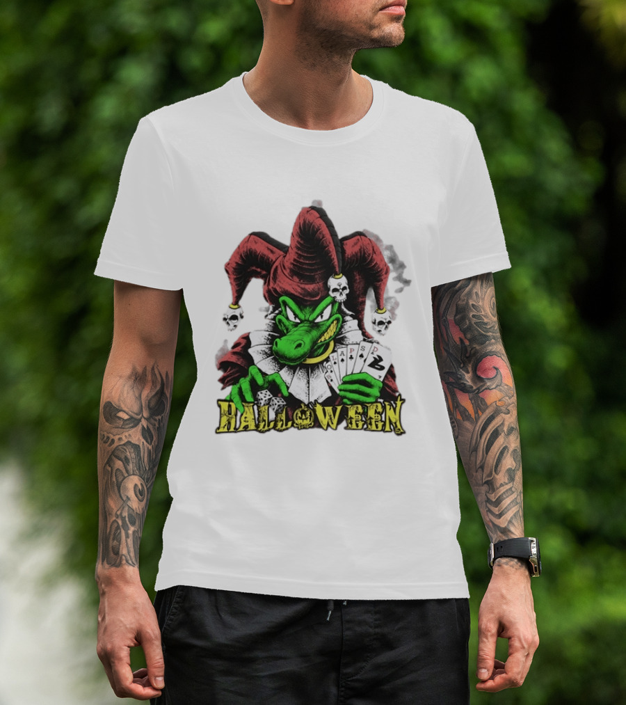 Halloween Joker Crocodile Dice Playing Cards Skulls T-Shirt