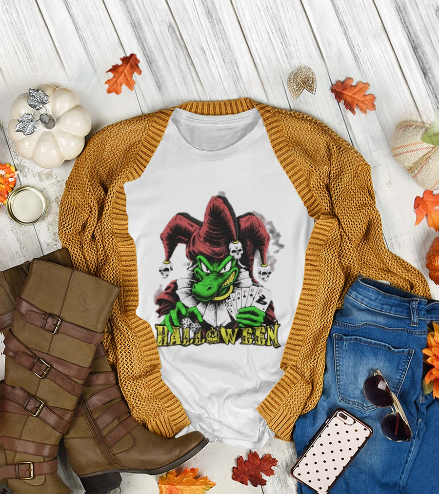 Halloween Joker Crocodile Dice Playing Cards Skulls T-Shirt