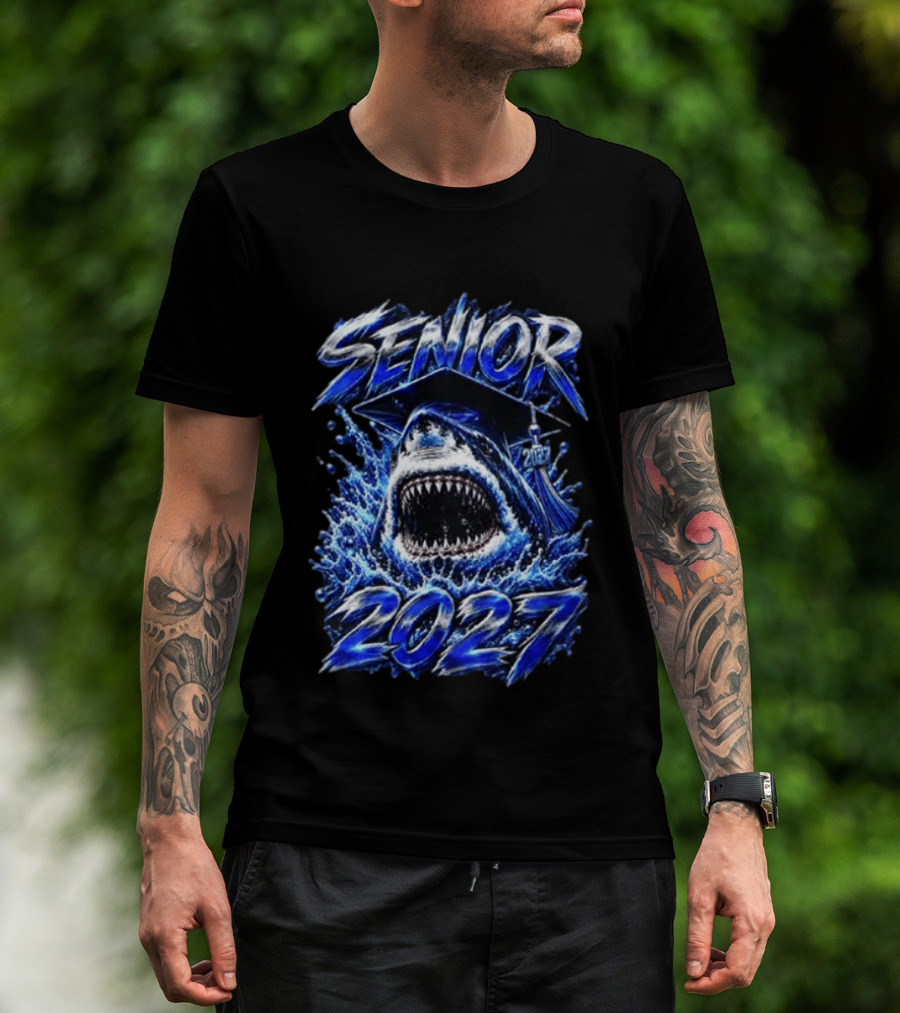 Senior Shark 2027 Graduation Class School T-Shirt