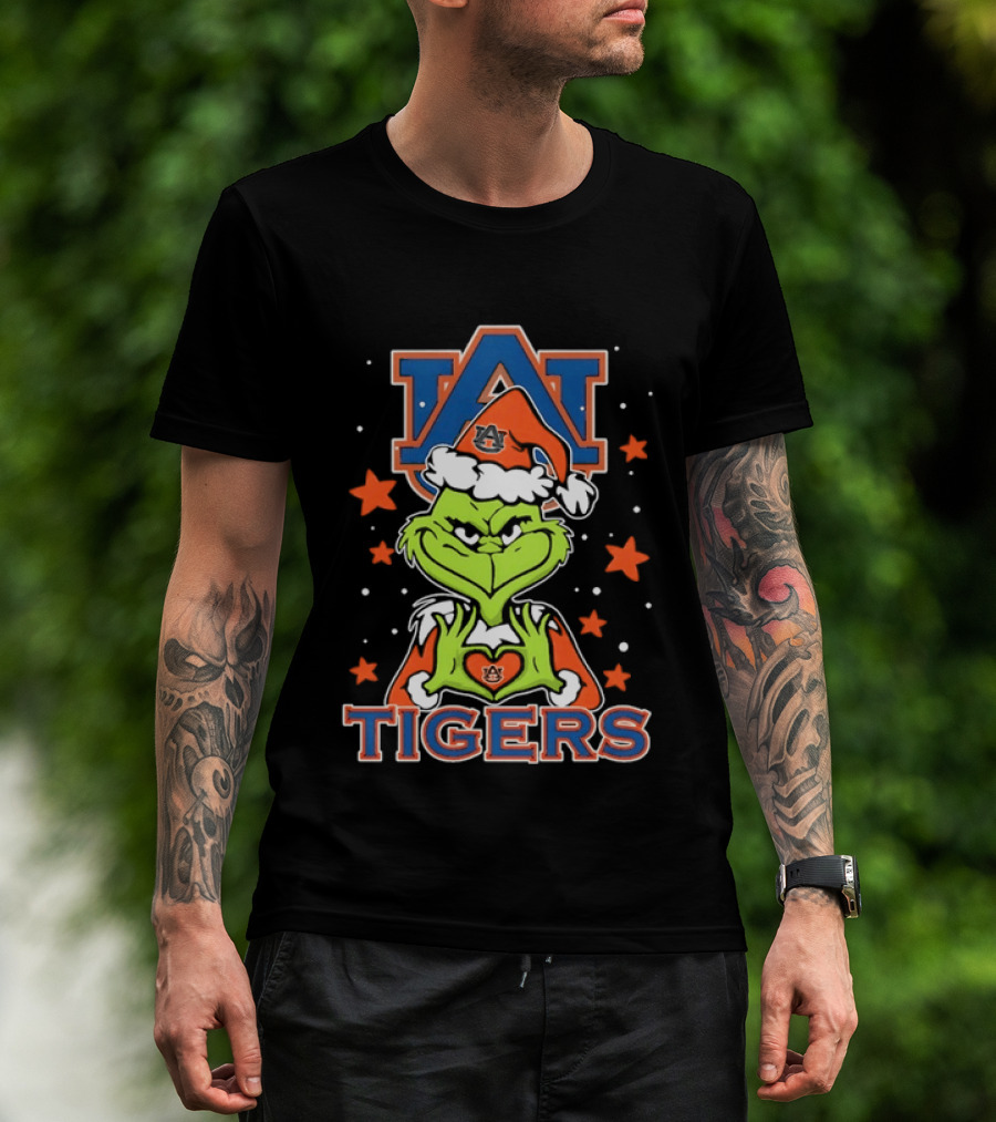 Grinch Auburn Tigers Christmas NCAA Holiday Spirit T-Shirt