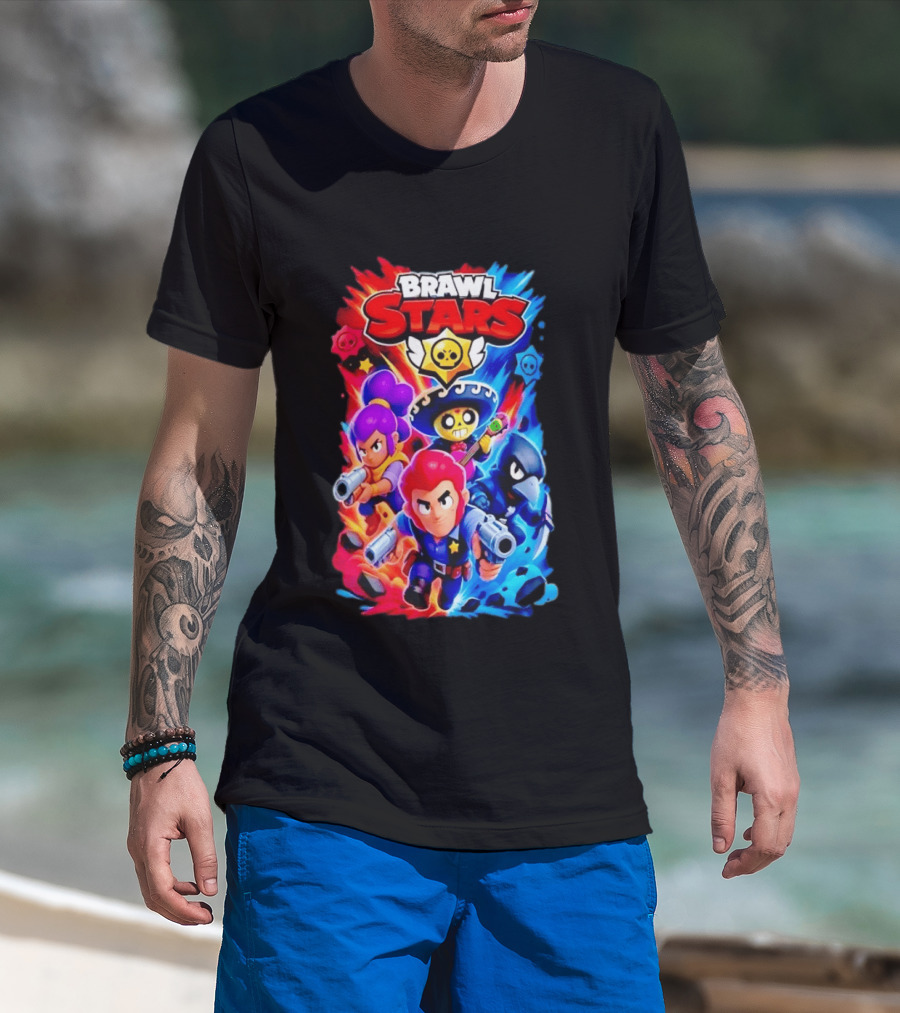 Brawl Stars Characters Action Group Gaming Showdown T-Shirt