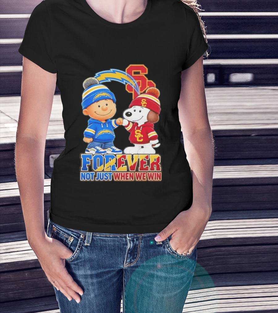Charlie Brown Snoopy Los Angeles Chargers USC Trojans Forever Not Just When We Win T-Shirt