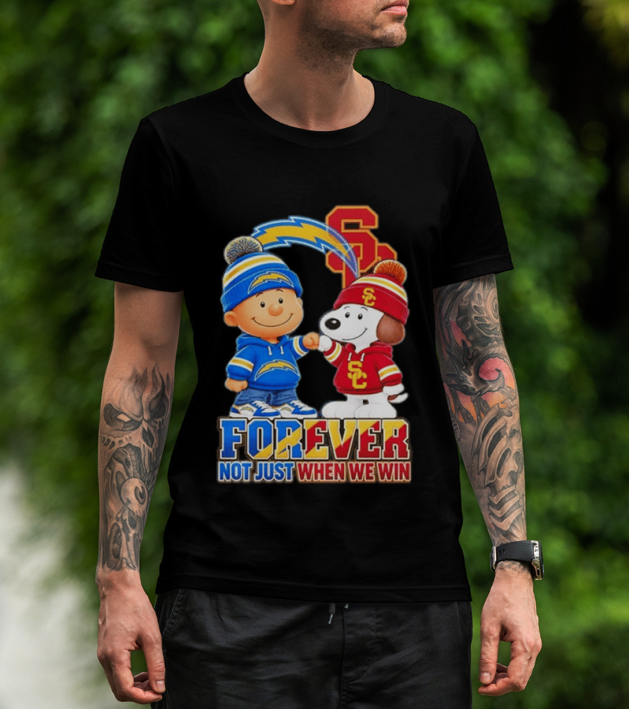 Charlie Brown Snoopy Los Angeles Chargers USC Trojans Forever Not Just When We Win T-Shirt