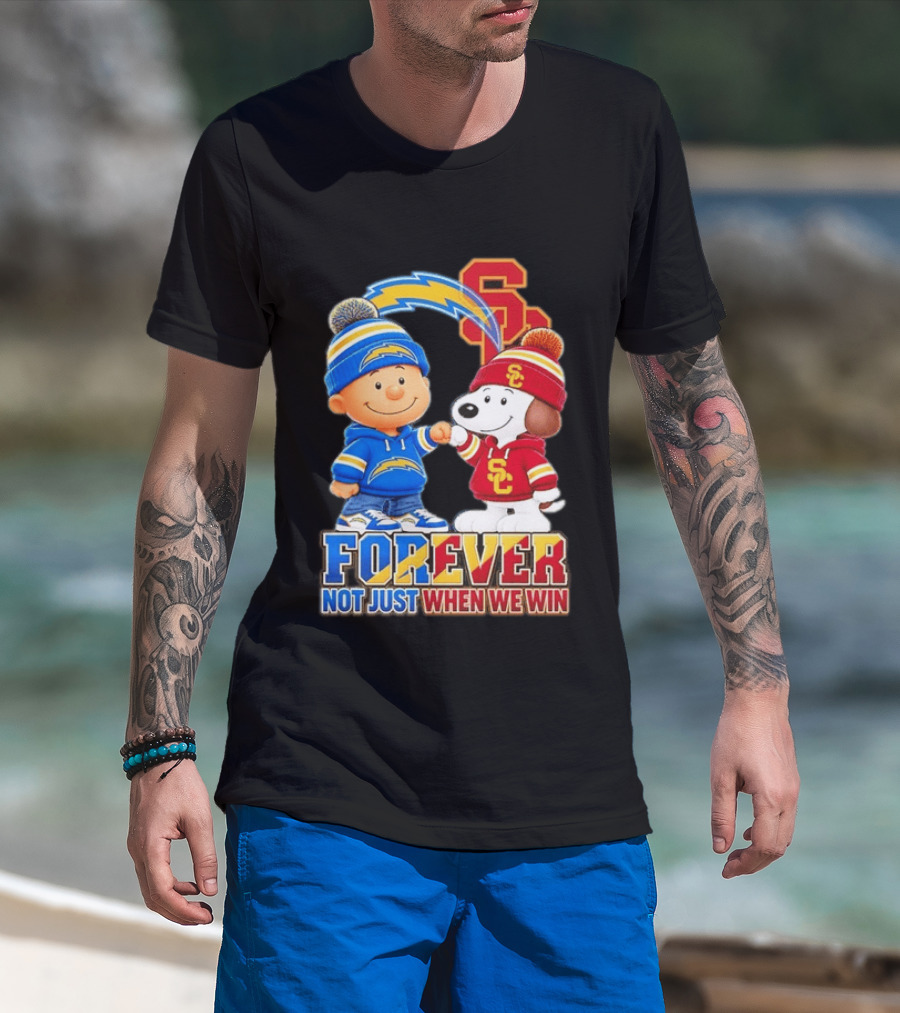 Charlie Brown Snoopy Los Angeles Chargers USC Trojans Forever Not Just When We Win T-Shirt