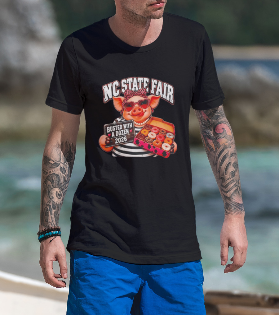 NC State Fair Busted With A Dozen 2026 Pig Leopard Headband Sunglasses T-Shirt