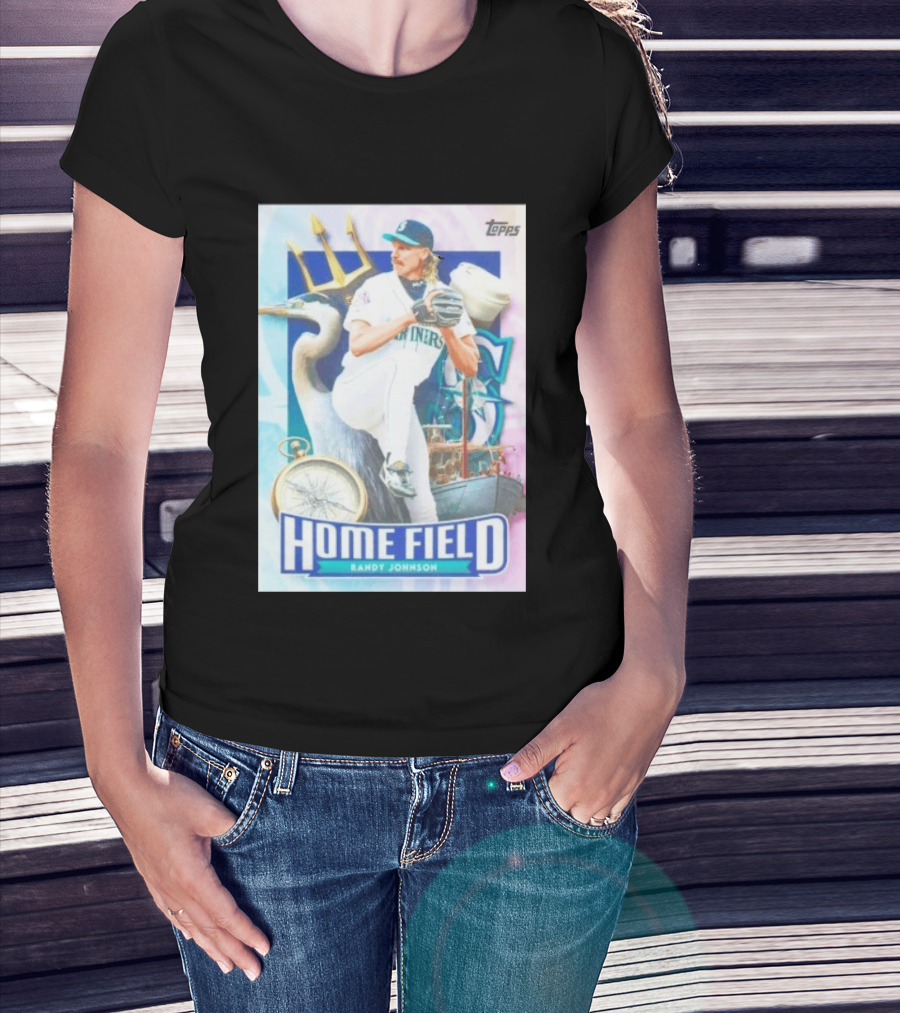 Randy Johnson Seattle Mariners Topps Home Field Baseball Card Mariners T-Shirt