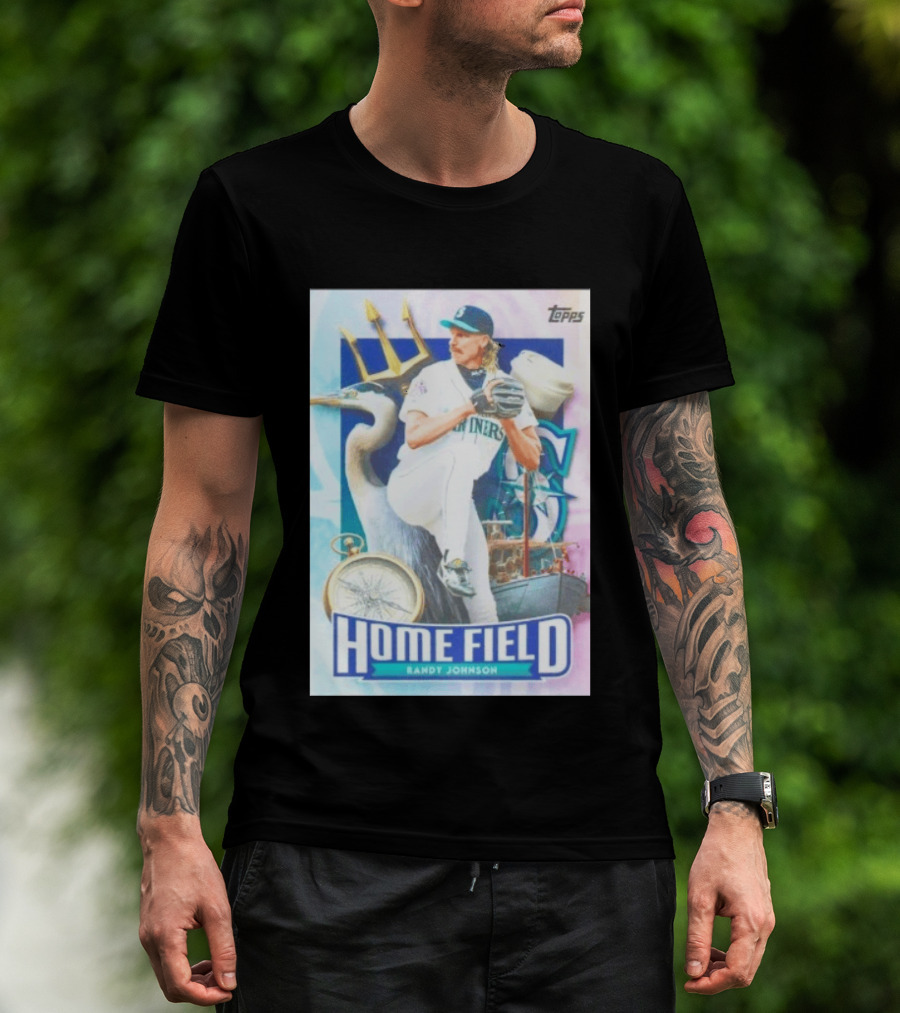 Randy Johnson Seattle Mariners Topps Home Field Baseball Card Mariners T-Shirt