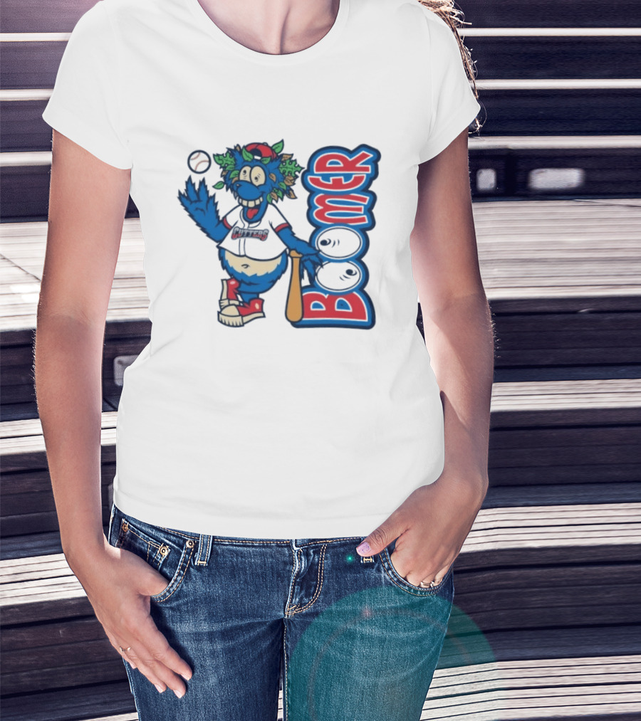 Boomer The Cutters Baseball Mascot With Bat And Ball T-Shirt