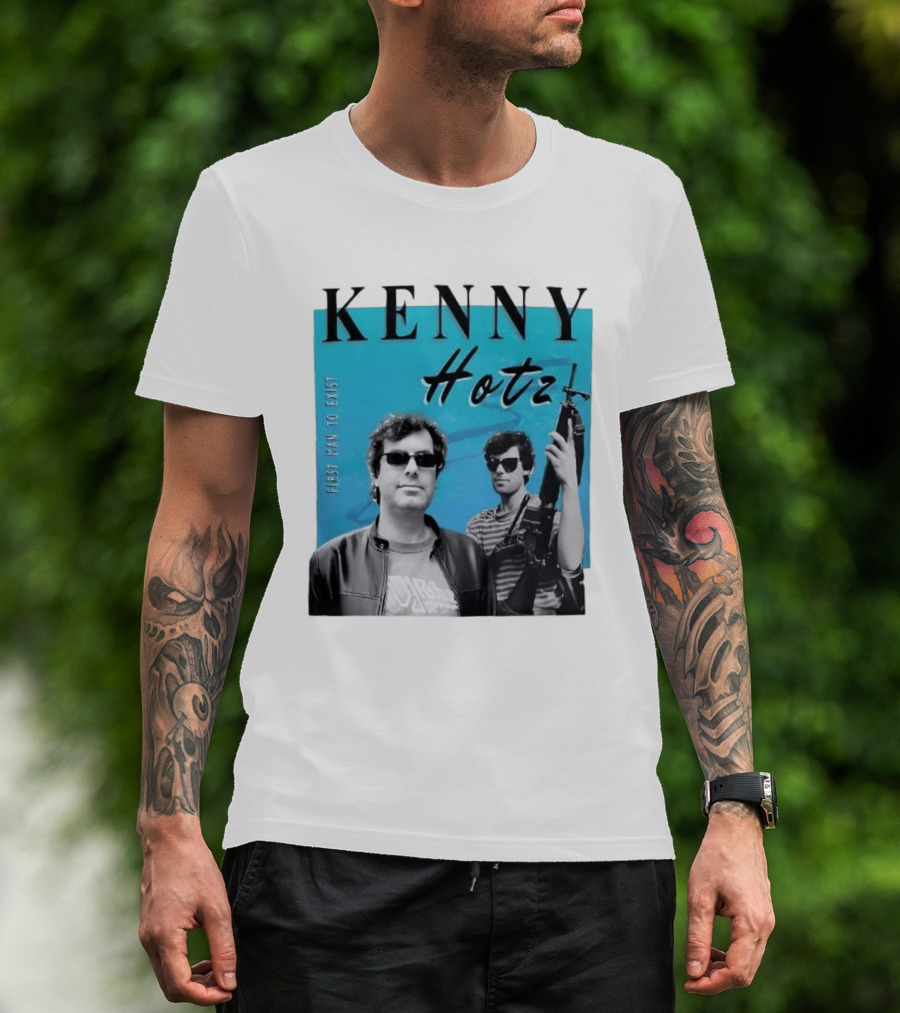 Kenny Hotz First Man To Exist Black And White Sunglasses Gun Image T-Shirt