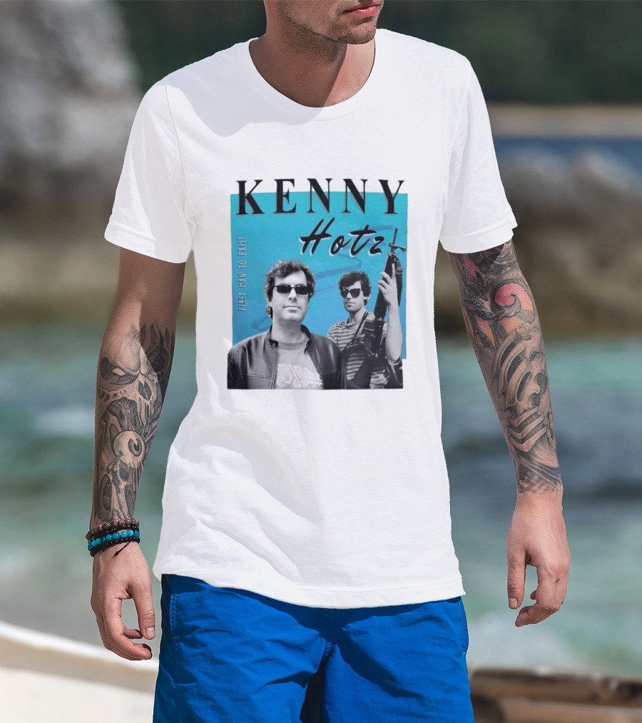 Kenny Hotz First Man To Exist Black And White Sunglasses Gun Image T-Shirt