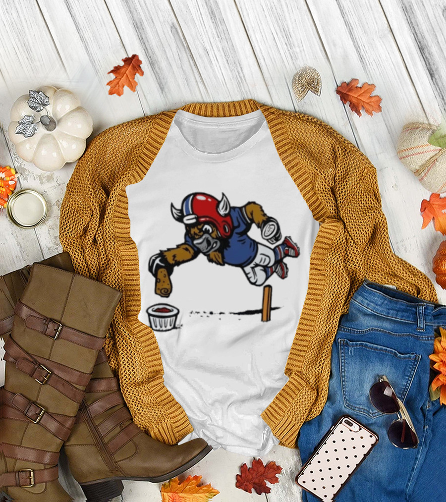 Buffalo Bills Mascot Football Helmet Diving Tortilla Chip Gameday Dip T-Shirt