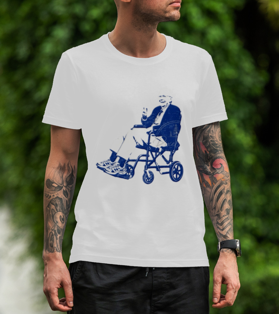 Kentucky Political Humor Go For Two Finger Man In Wheelchair Sneakers T-Shirt