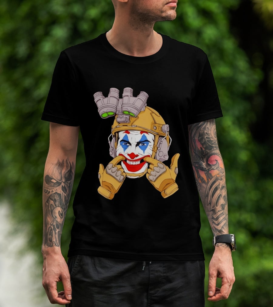 Joker Tactical Soldier Helmet Night Vision Clown Face T-Shirt